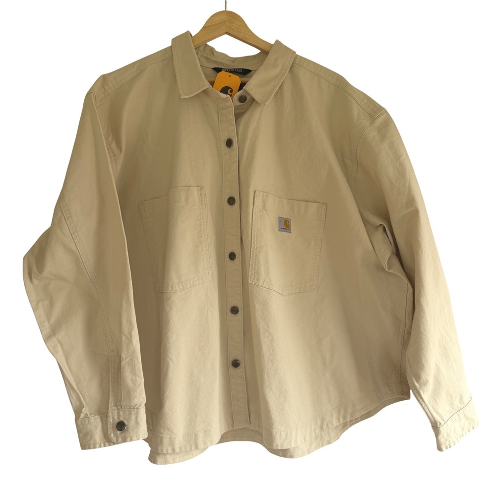 Carhartt Womens 3X Rugged Flex Loose Fit Heavyweight Duck Overshirt TW6621-W Tan